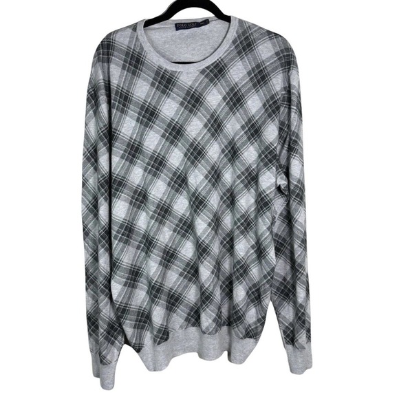 Polo Golf Ralph Lauren Other - Polo Golf Ralph Lauren Mens XXL Grey Plaid Cotton Cashmere Crewneck Sweater
